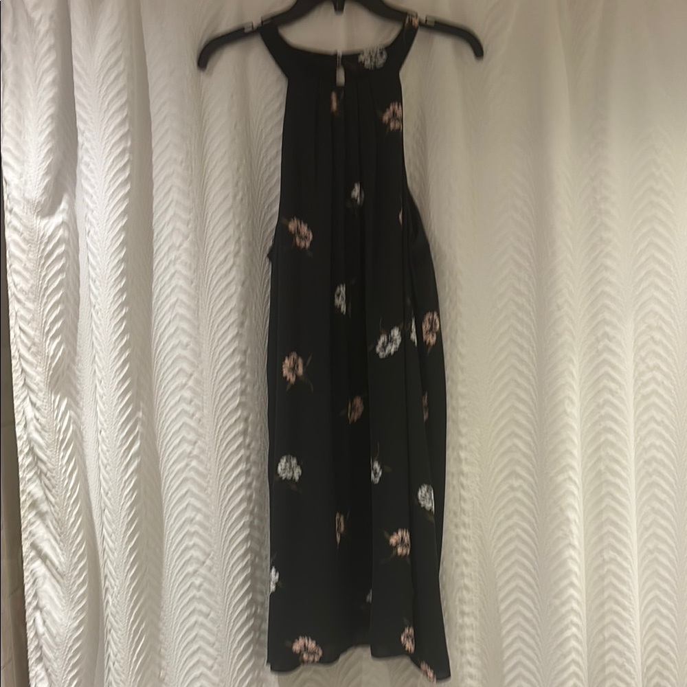 CeCe Black Midi Dress with Floral Accents